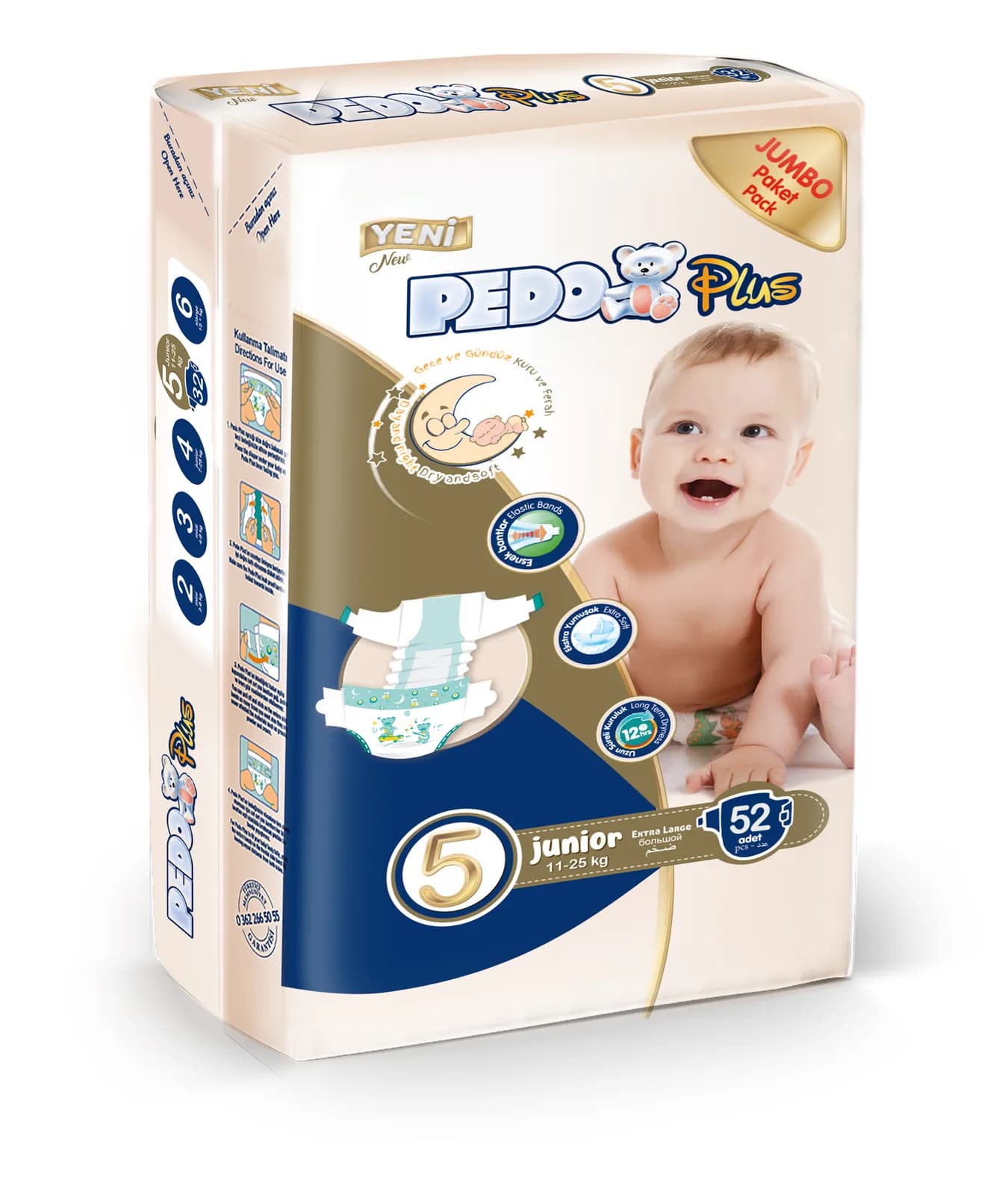 Pedo Plus Junior 5 bebek bezi 52 adet