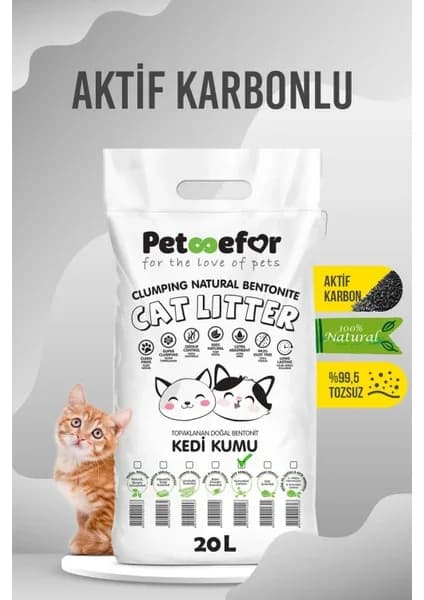 PetEfor aktif karbonlu kedi kumu 20 L